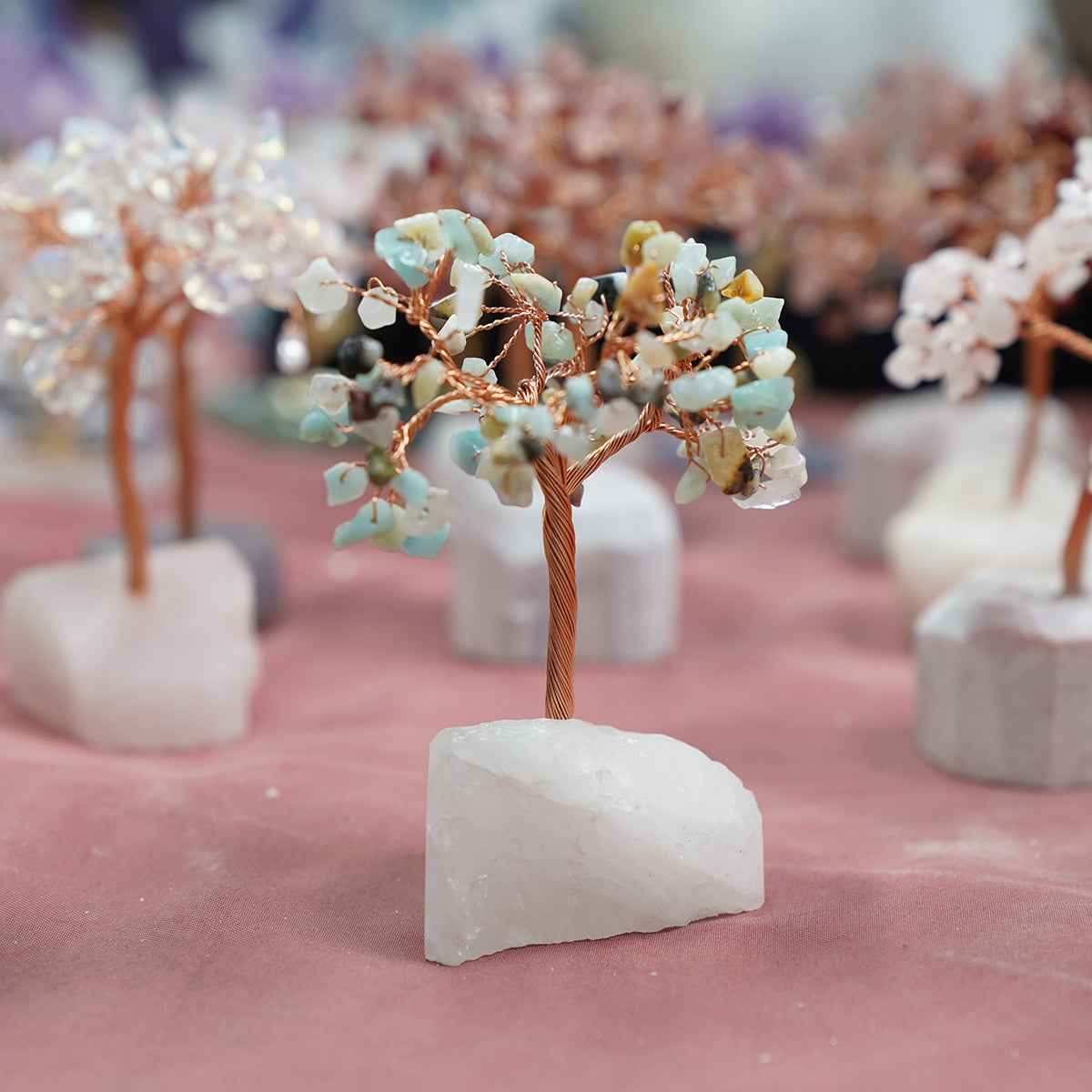 Natrual Healing crystal trees Clear quartz strawberrystone