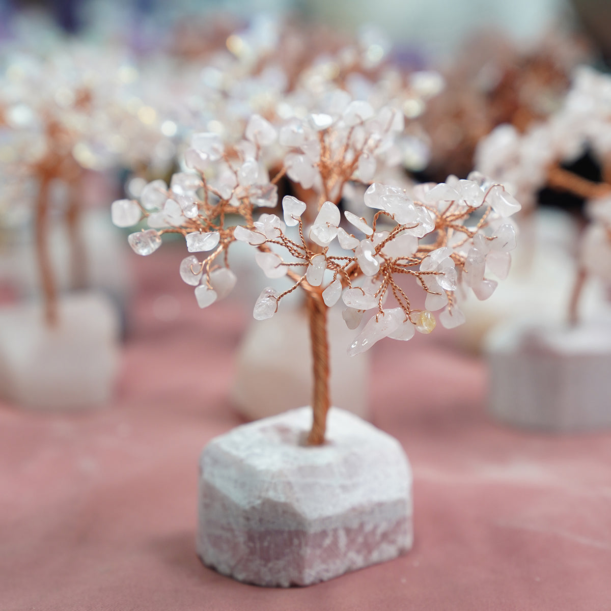Natrual  Healing crystal trees Clear quartz strawberrystone