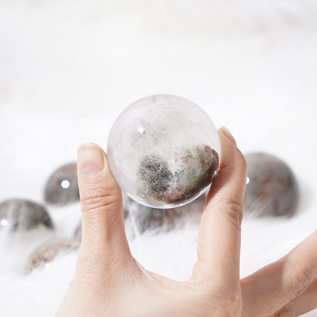 Natural Phantom Quartz Crystal Spheres