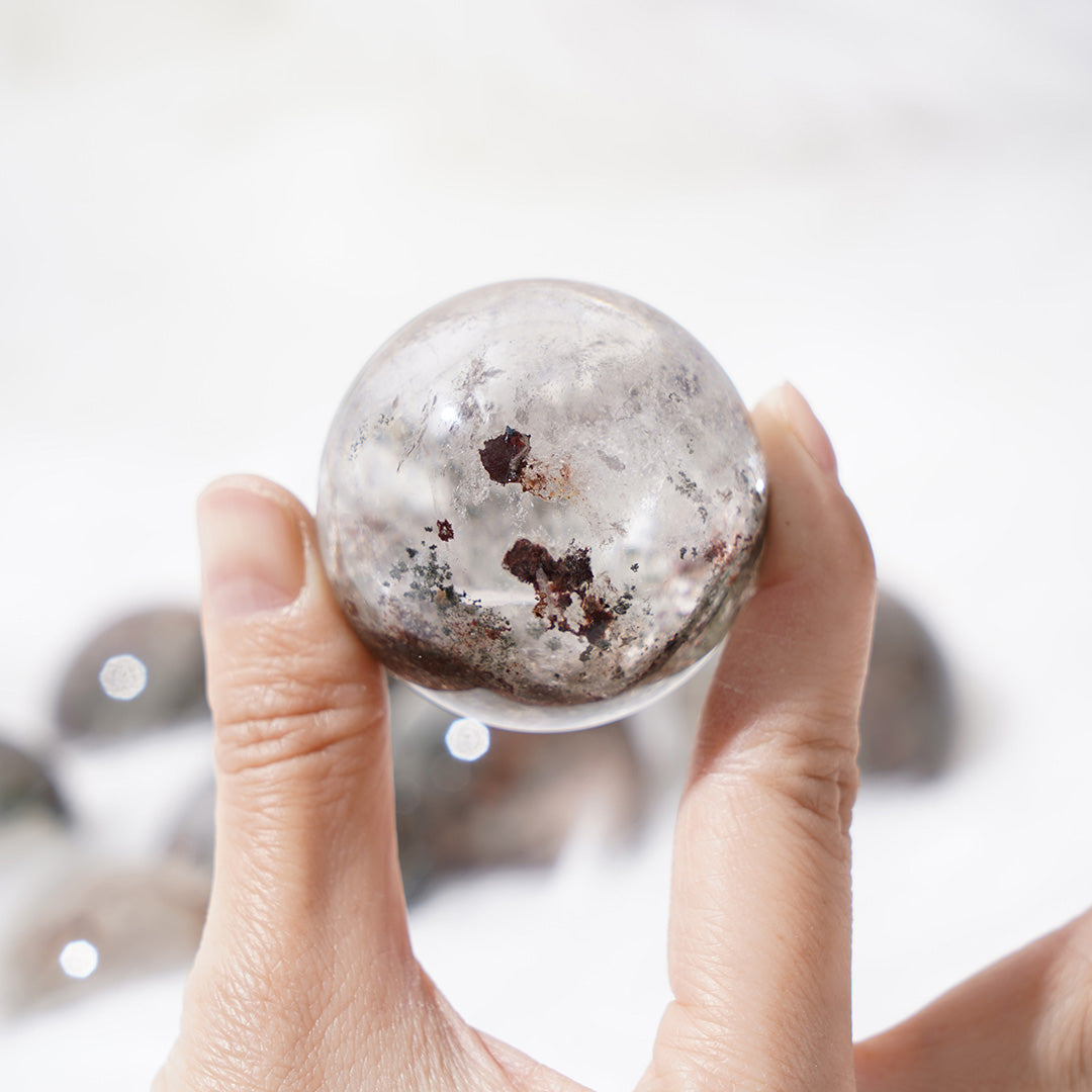 Natural Phantom Quartz Crystal Spheres