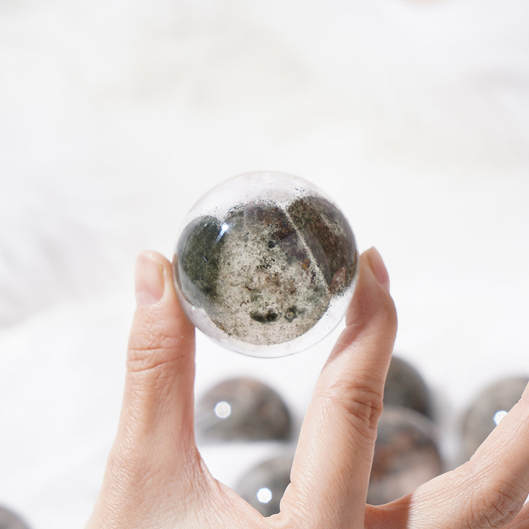 Natural Phantom Quartz Crystal Spheres