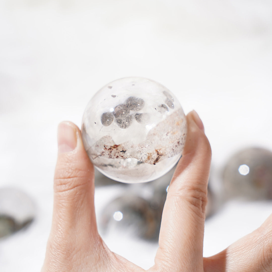 Natural Phantom Quartz Crystal Spheres