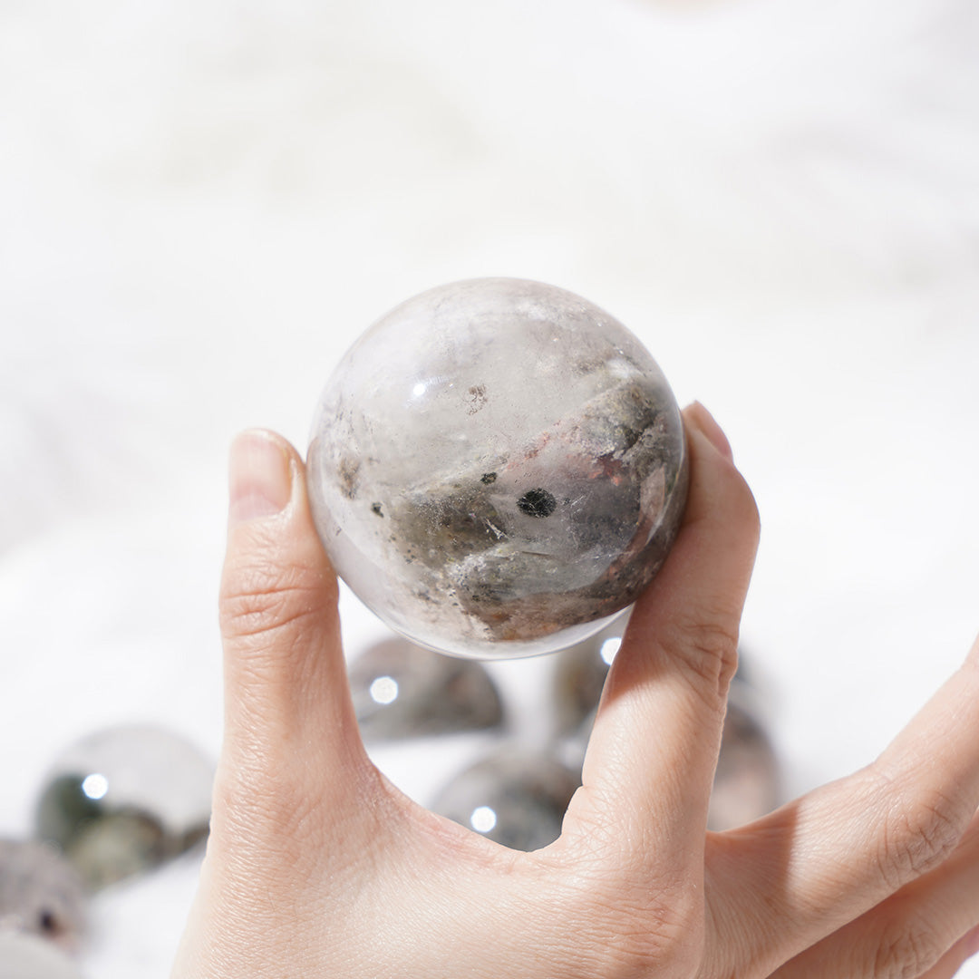 Natural Phantom Quartz Crystal Spheres