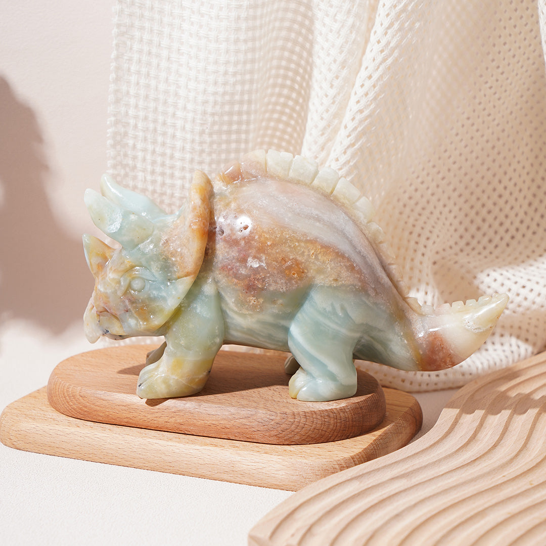 Handmade Caribbean Calcite Triceratops