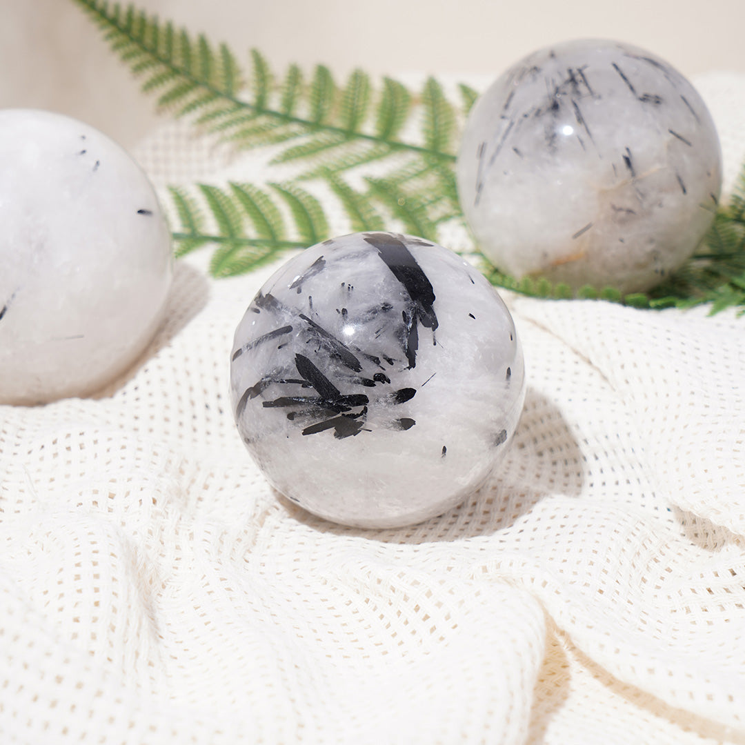 Black Tourmaline Quartz Crystal Sphere