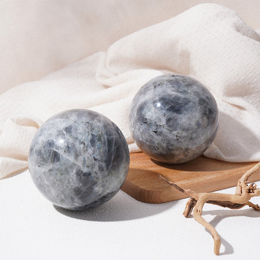 Shining grey labradorite sphere